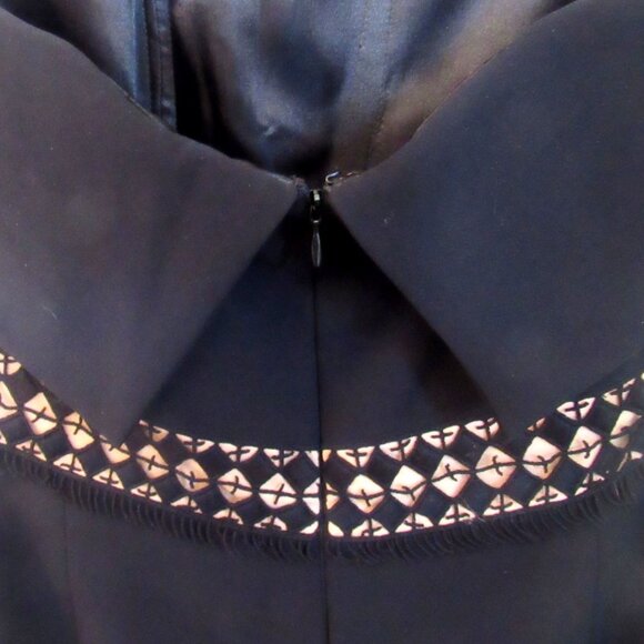 Lucian Matis Sleeveless Black Dress with Tan Lace Inserts, Knee Length S 10 K116 - Picture 9 of 16